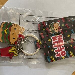 Loungefly Hello Kitty Burger and Fries Keychain - Red, Yellow, Brown